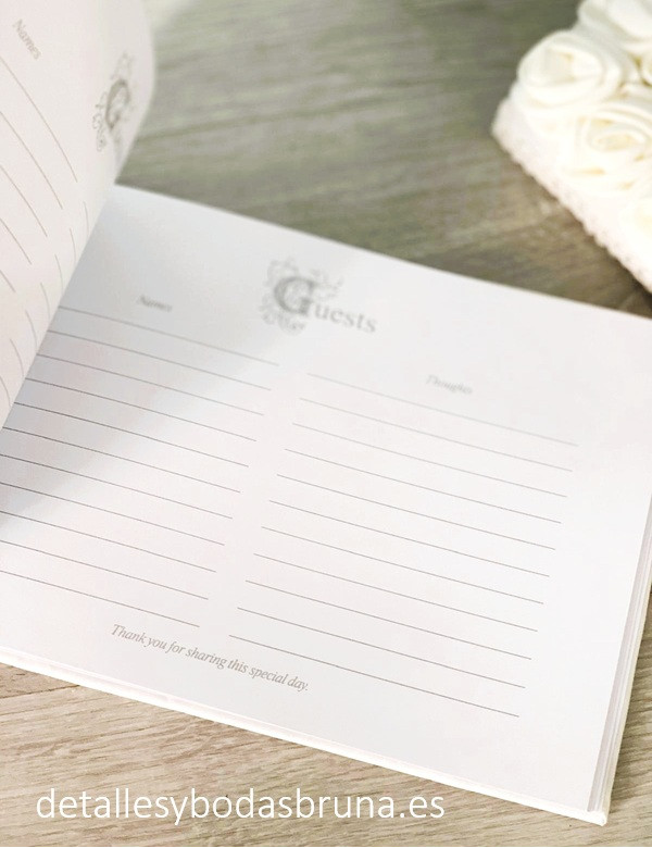 Libro de Firmas Rosas Blancas y Bolígrafo