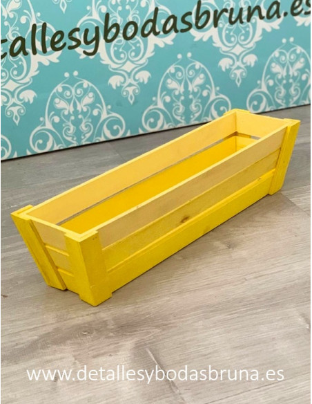 Caja de Madera Alargada Amarilla