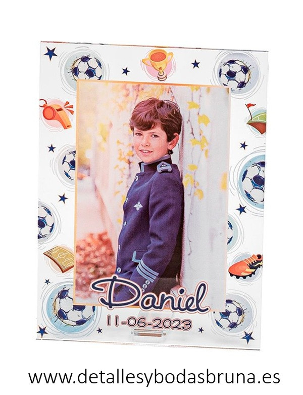 Marco Portafotos de Metacrilato Personalizado comunión Fútbol