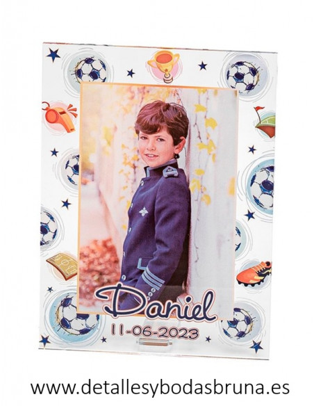Marco Portafotos de Metacrilato Personalizado comunión Fútbol
