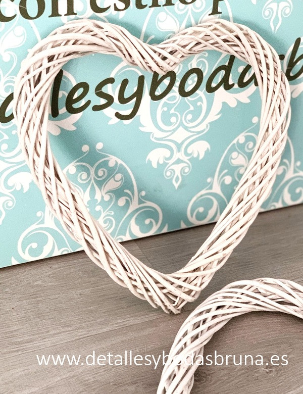 Corazón de Mimbre Blanco 30x30 cm