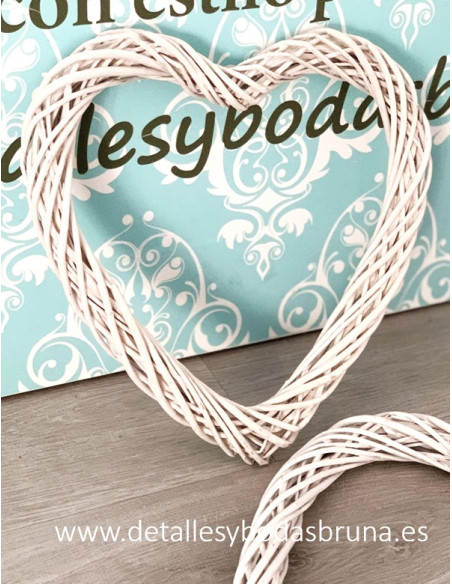 Corazón de Mimbre Blanco 30x30 cm