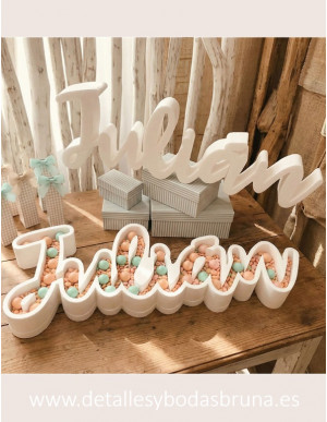 Letras de Corcho blanco personalizadas para chuches