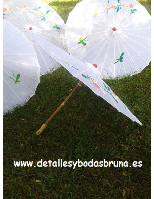 Sombrillas Parasol Blanco de Tela Floral 