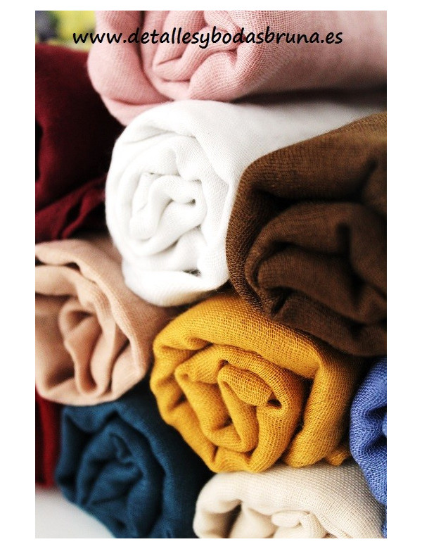 Pashminas preparadas en Caja de Bambu con Cuerda Rustica Colores 