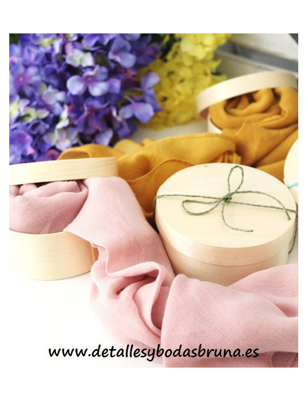 Pashminas preparadas en Caja de Bambu con Cuerda Rustica Colores 