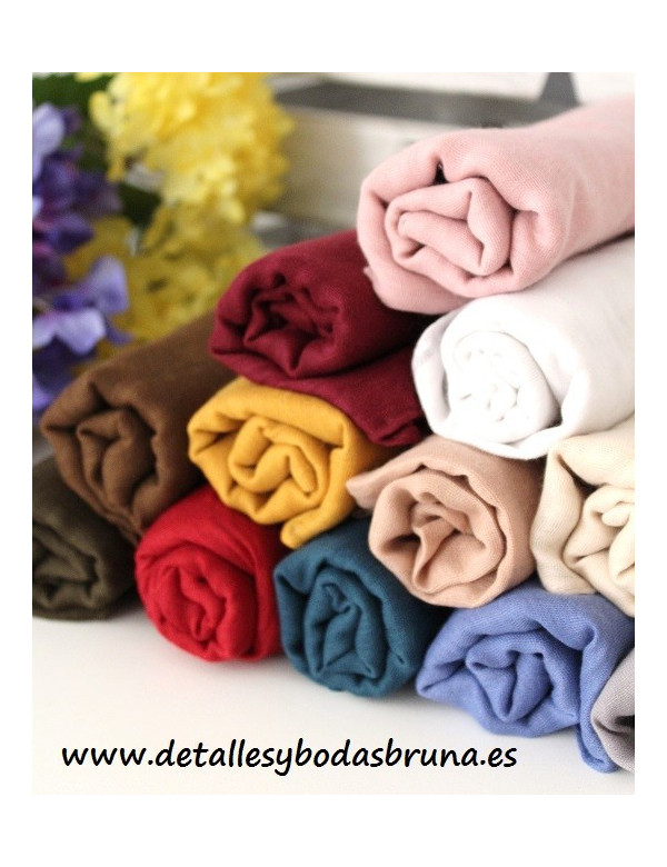 Pashminas preparadas en Caja de Bambu con Cuerda Rustica Colores 