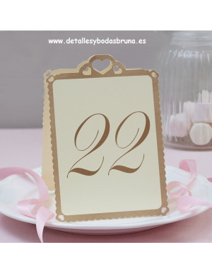 Numeros de mesa Corazon Oro (del 13-24)
