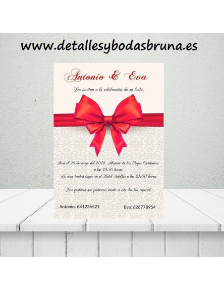 Invitaciones para Boda Lazo Rojo