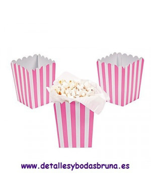 Cajas Popcorn rayas Rosa 