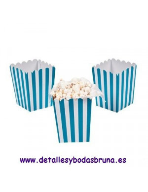 Cajas Popcorn rayas Azul 