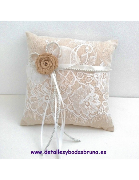 Cojin Portanillos Lino y Encaje