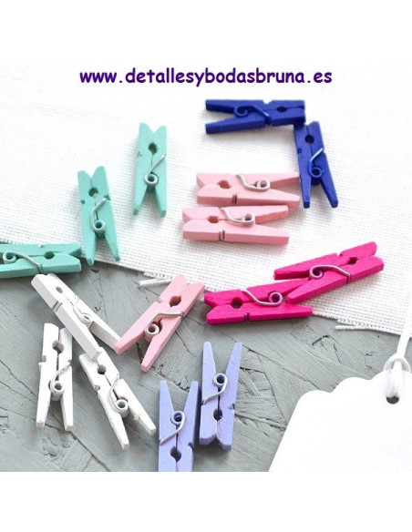 Mini Pinzas de Madera de Colores 30u