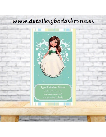 Recordatorio de Comunión Niña Tonos Verde