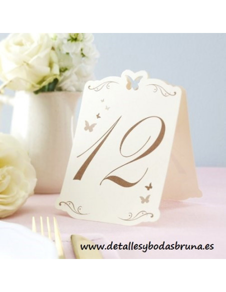 Numeros de Mesa Mariposas ORO (del 1-12)