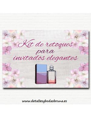Cartel Kit de Retoques para Invitados Elegantes Hortensias