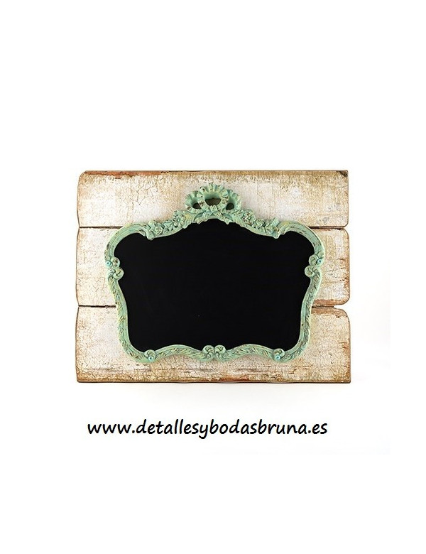 Pizarra Grande con Marco Vintage Verde Mint y Trasera de Madera