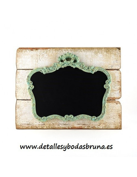 Pizarra Grande con Marco Vintage Verde Mint y Trasera de Madera