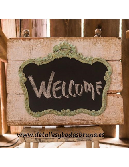 Pizarra Grande con Marco Vintage Verde Mint y Trasera de Madera