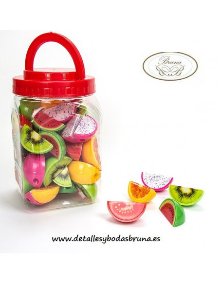 Bote de 60 Sacapuntas Frutas