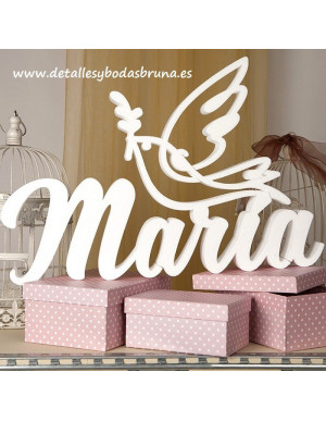 Letras de Corcho con Nombre y Paloma