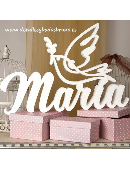 Letras de Corcho con Nombre y Paloma