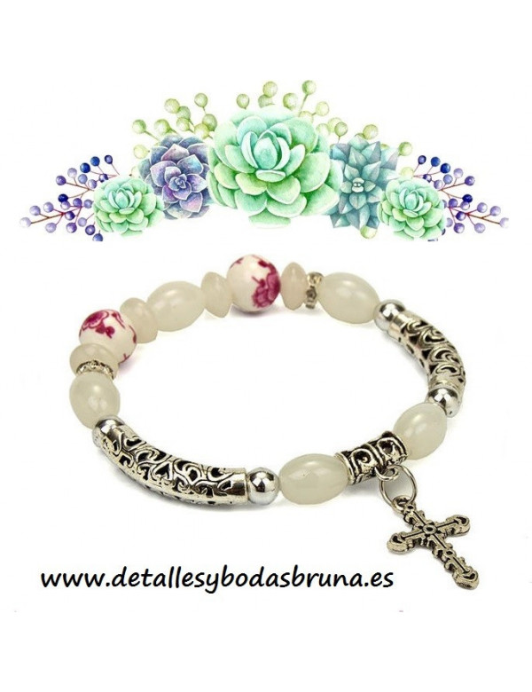 Pulsera Perlas Cruz