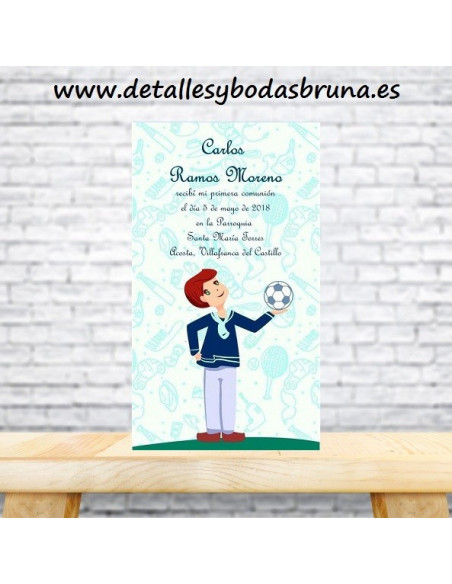 Recordatorio Personalizado para Comunión Niño con Traje Marinero y Balón