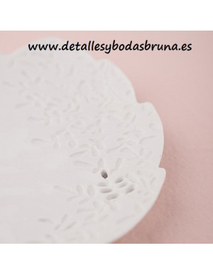 Porta Anillos Hoja de Porcelana Blanco 2