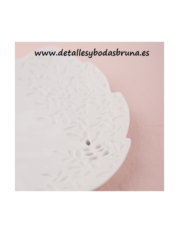 Porta Anillos Hoja de Porcelana Blanco