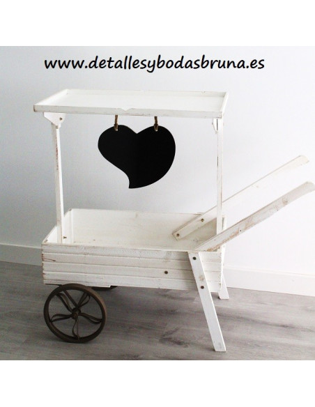 Carrito de Madera Blanco Vintage Corazón