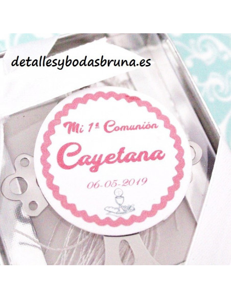 Etiquetas Adhesivas Comunión Rosa