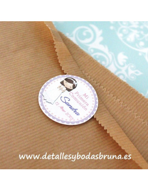 Etiquetas Adhesivas Comunión Niña Lila 2