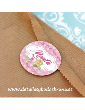 Etiquetas Adhesivas Comunión Corazones Rosa 2