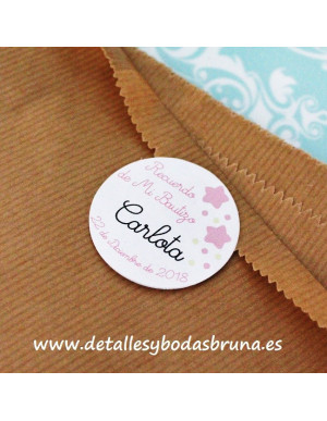Etiquetas Adhesivas Bautizo Estrellas Rosa 2