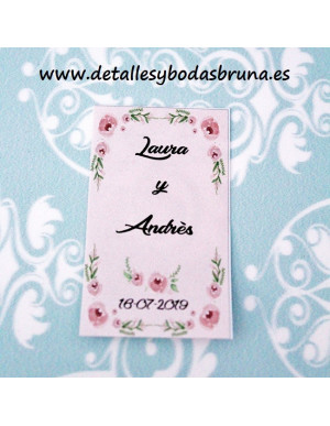 Etiquetas Adhesivas Personalizadas Flores Rosa