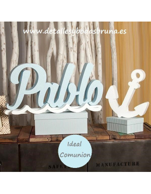 Nombre de Corcho Comunión Marinero y Figura Ancla 2