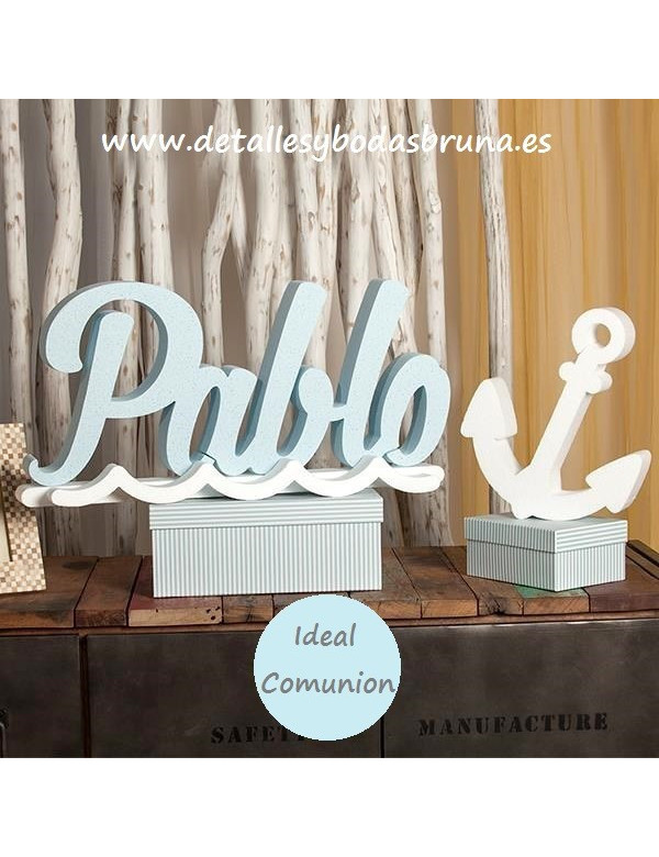 Nombre de Corcho Comunión Marinero y Figura Ancla