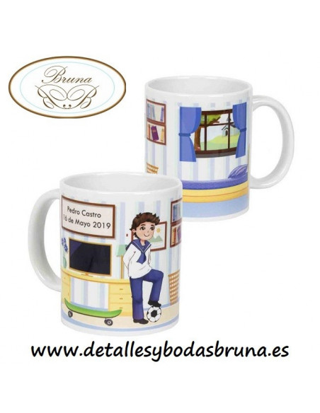 Taza Comunión Niño Pelota Fútbol
