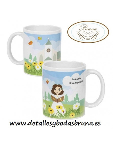 Taza para Comunión Personalizada Niña Paisaje