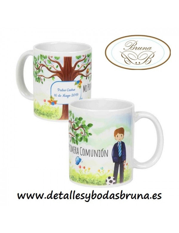 Taza Comunión Niño Árbol Balón de Fútbol