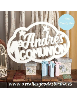 Nombre de Corcho Comunión Nube y Estrellas
