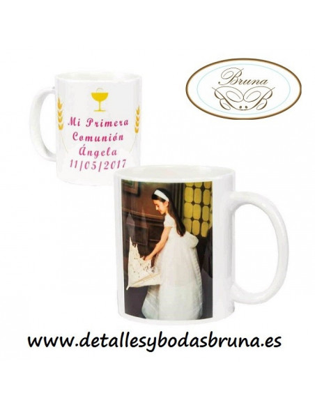Taza Comunión Niña Con Foto Personalizada