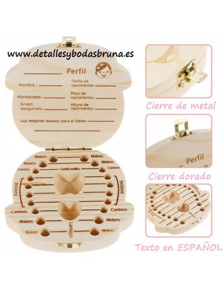 Caja de Madera para Guardar Dientes de Leche Niño