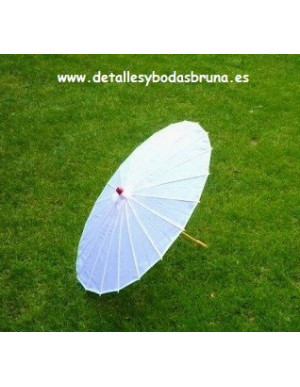 Sombrilla Parasol de Tela Blanca 