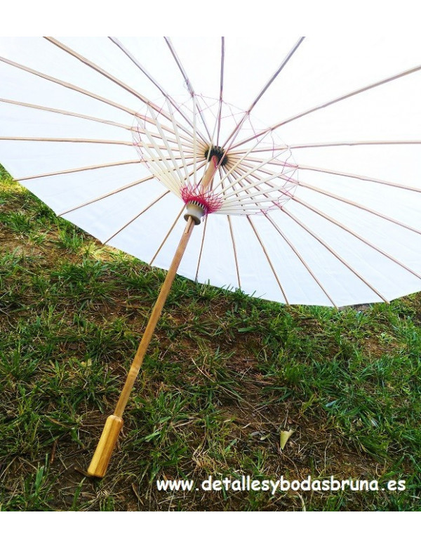 Sombrilla Parasol de Tela Blanca