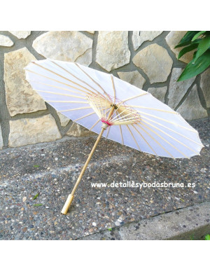 Sombrilla Parasol de Tela Blanca 