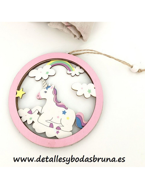 Colgante Unicornio de Madera