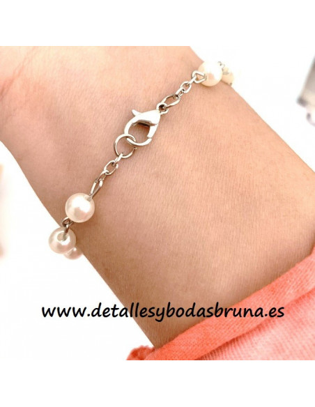 Pulsera Rosario Perlas Blancas Comunión