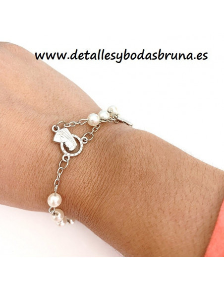 Pulsera Rosario Perlas Blancas Comunión